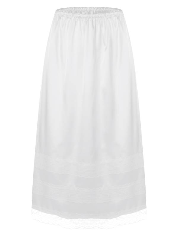 Women Half Slip Long Underskirt Lace Trim Tea Length Petticoat thumb