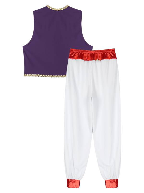 Men 2pcs Sleeveless Open Front Vest and Pants Arabian Prince Costume thumb