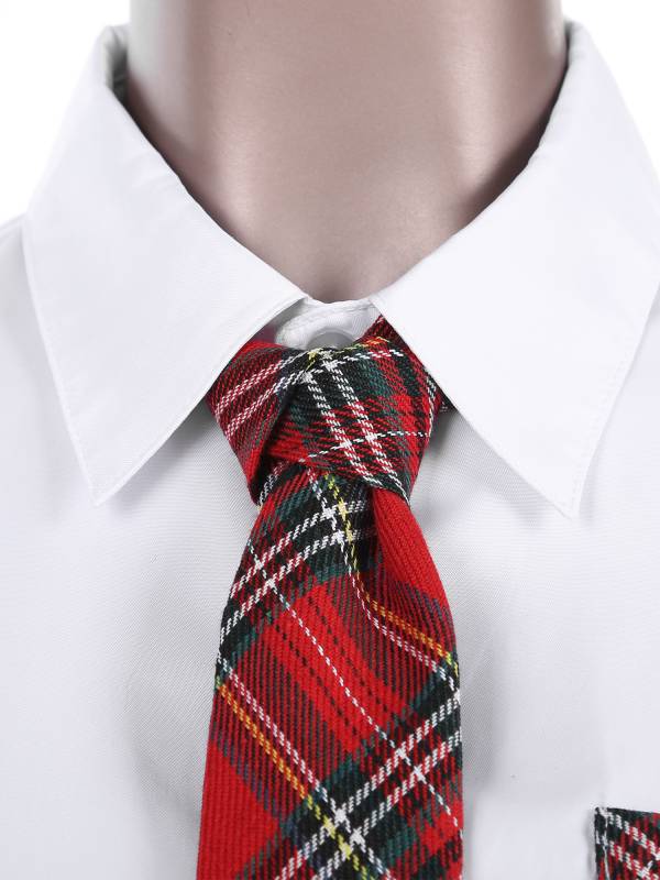 Women 3pcs Shirt and Plaid Skirt with Tie Schoolgirl Cosplay Costumes thumb