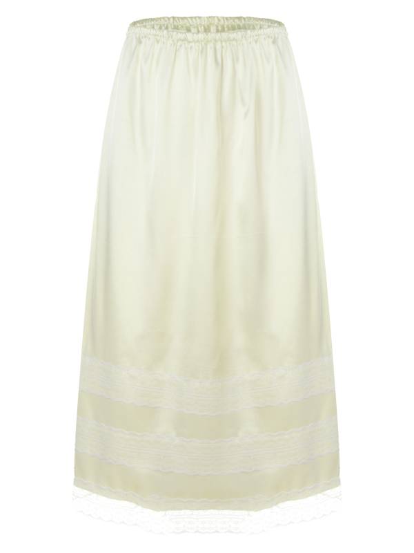 Women Half Slip Long Underskirt Lace Trim Tea Length Petticoat thumb
