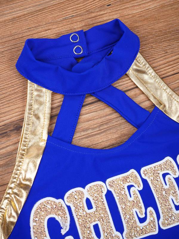 Kids Girls Sleeveless Letter Print Cheerleading Dance Dress thumb
