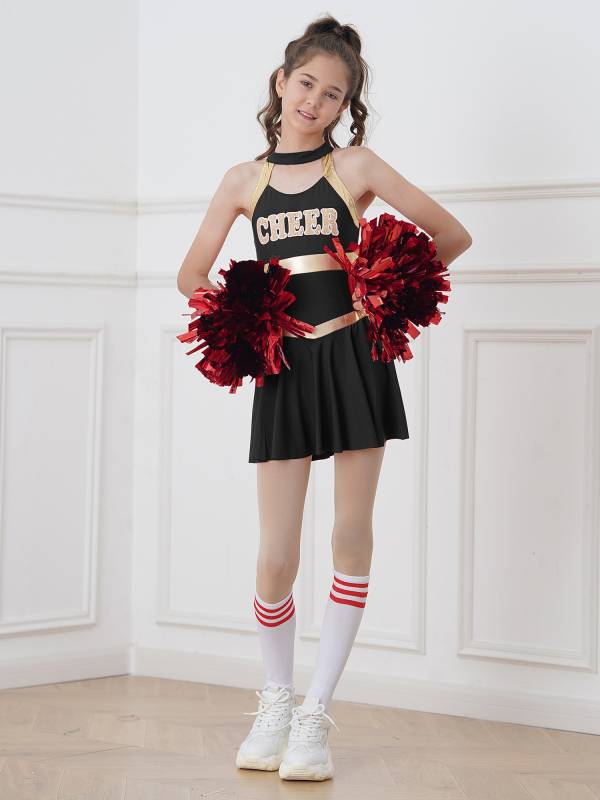 Kids Girls Sleeveless Letter Print Cheerleading Dance Dress thumb