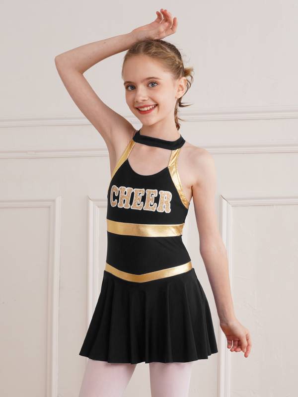 Kids Girls Sleeveless Letter Print Cheerleading Dance Dress thumb