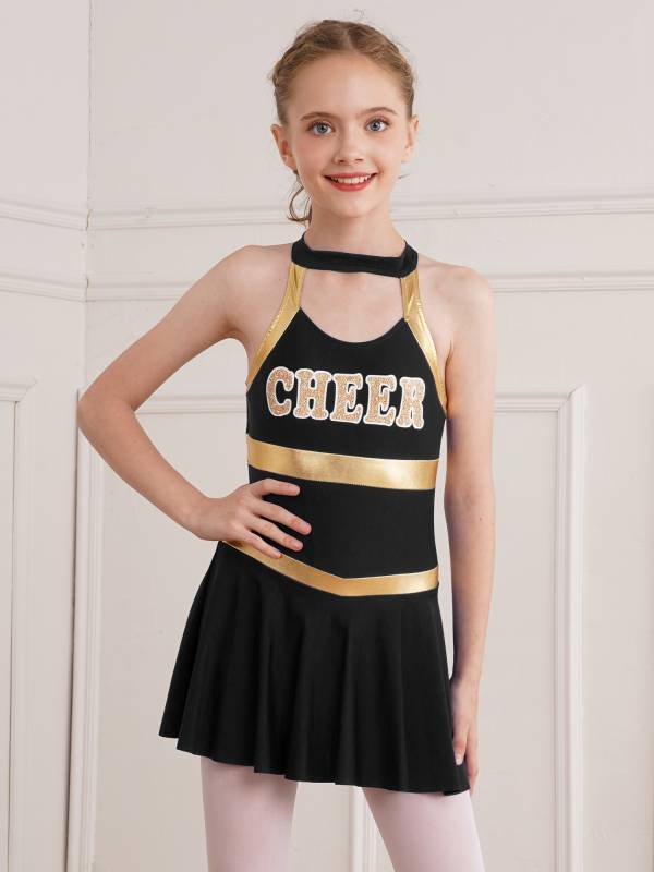 Kids Girls Sleeveless Letter Print Cheerleading Dance Dress thumb