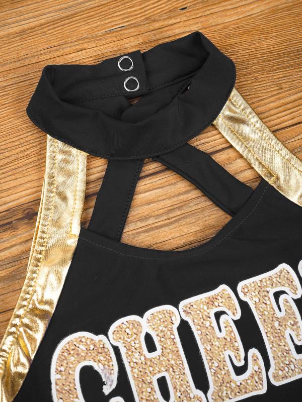 Kids Girls Sleeveless Letter Print Cheerleading Dance Dress thumb