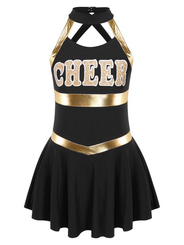 Kids Girls Sleeveless Letter Print Cheerleading Dance Dress thumb