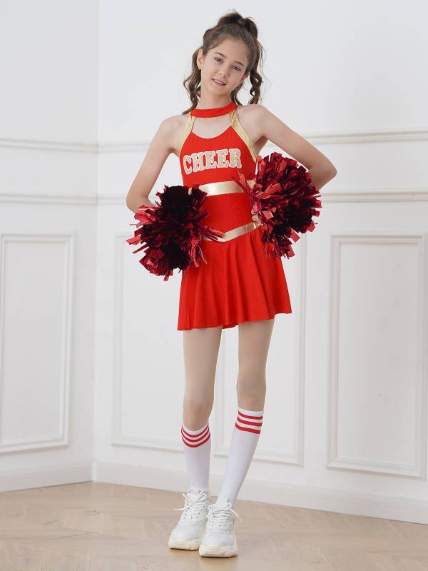 Kids Girls Sleeveless Letter Print Cheerleading Dance Dress thumb