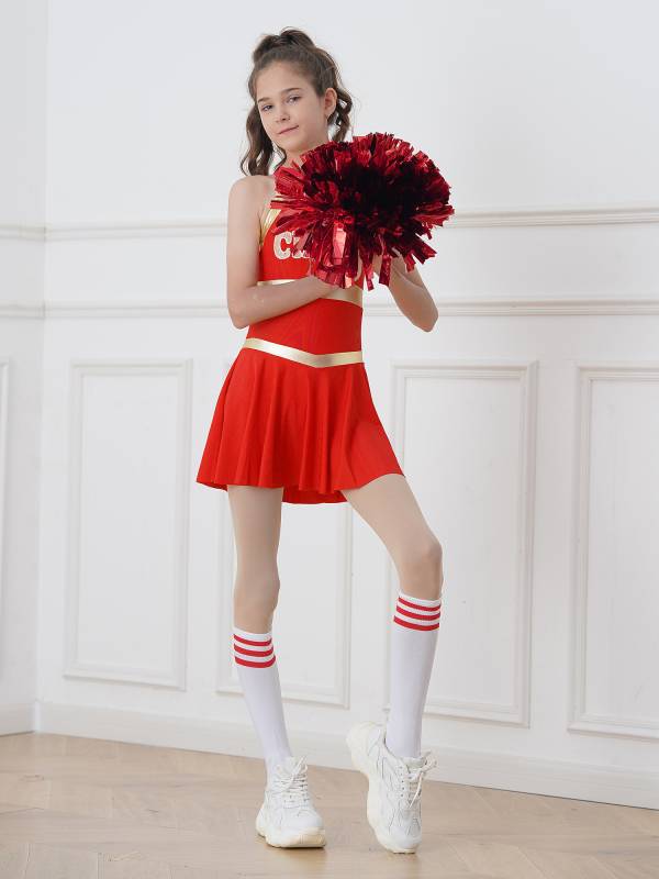 Kids Girls Sleeveless Letter Print Cheerleading Dance Dress thumb