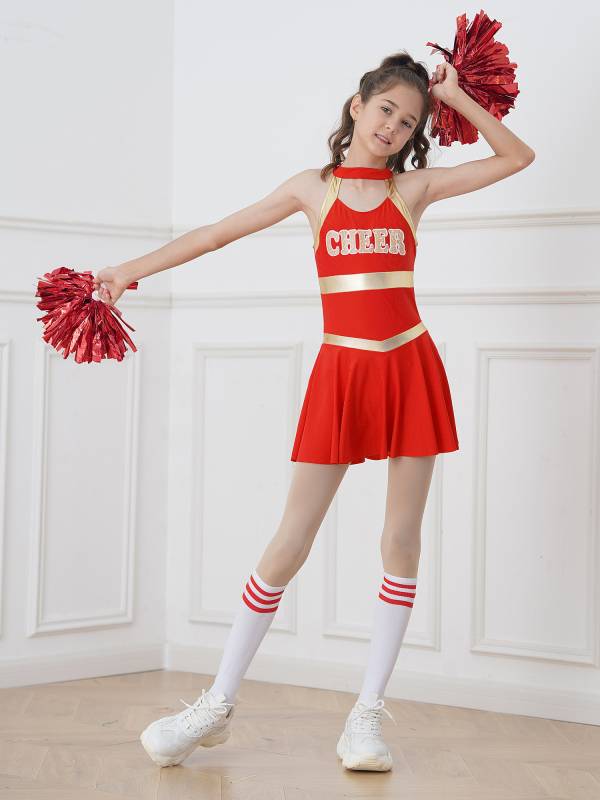 Kids Girls Sleeveless Letter Print Cheerleading Dance Dress thumb