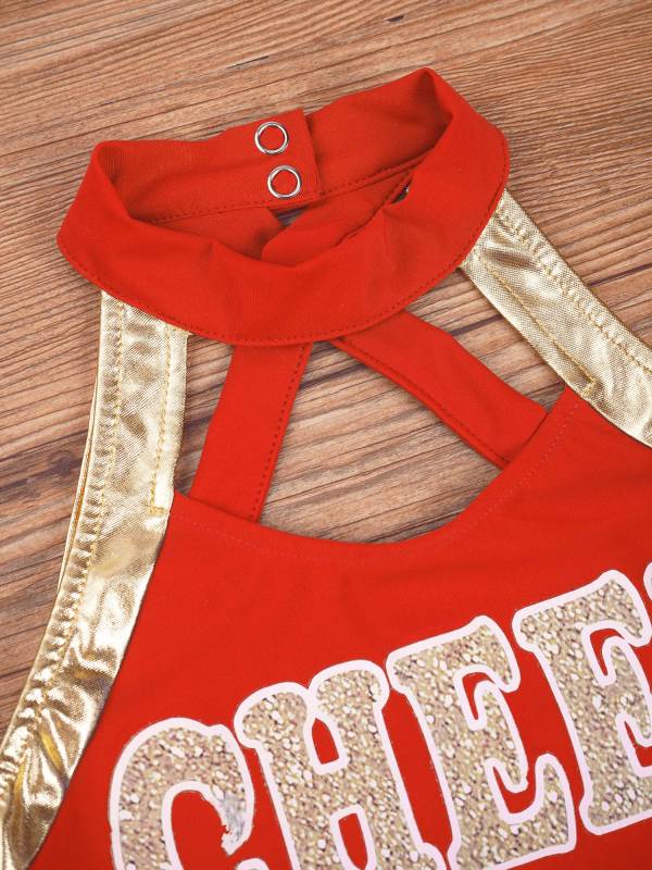 Kids Girls Sleeveless Letter Print Cheerleading Dance Dress thumb