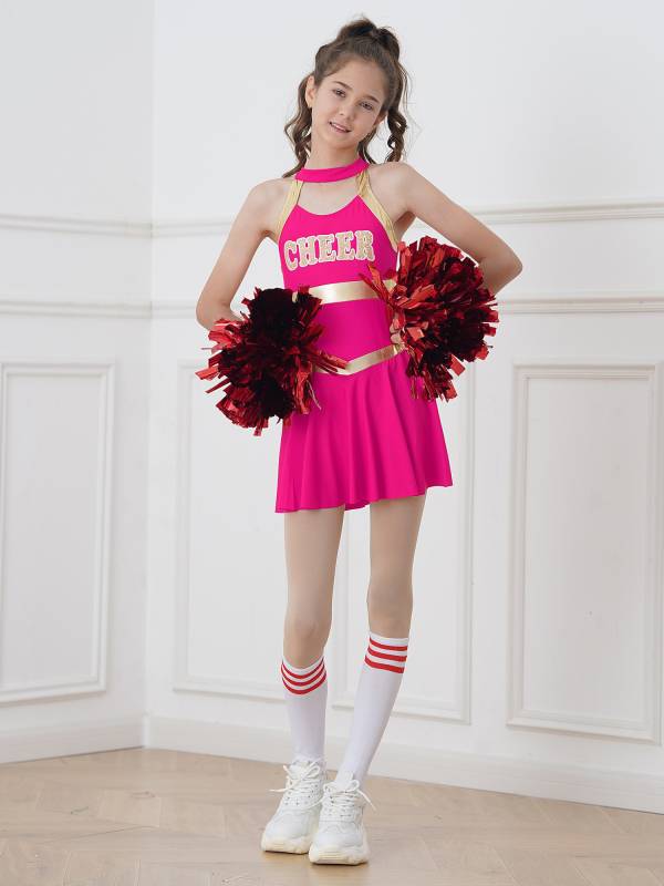 Kids Girls Sleeveless Letter Print Cheerleading Dance Dress thumb