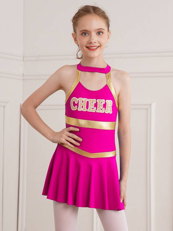 Kids Girls Sleeveless Letter Print Cheerleading Dance Dress thumb