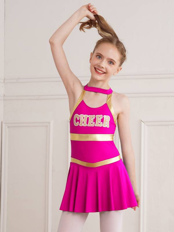 Kids Girls Sleeveless Letter Print Cheerleading Dance Dress thumb