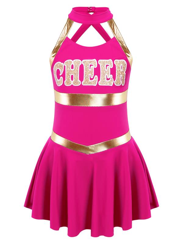 Kids Girls Sleeveless Letter Print Cheerleading Dance Dress thumb