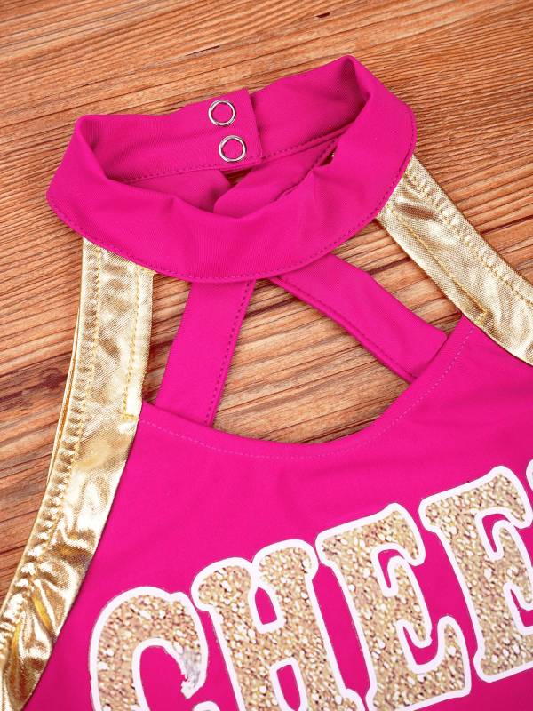 Kids Girls Sleeveless Letter Print Cheerleading Dance Dress thumb