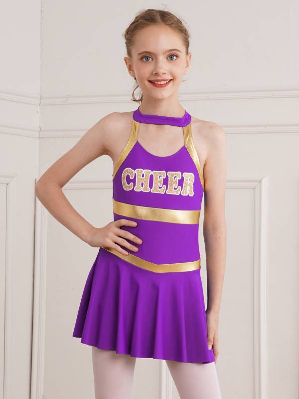 Kids Girls Sleeveless Letter Print Cheerleading Dance Dress thumb