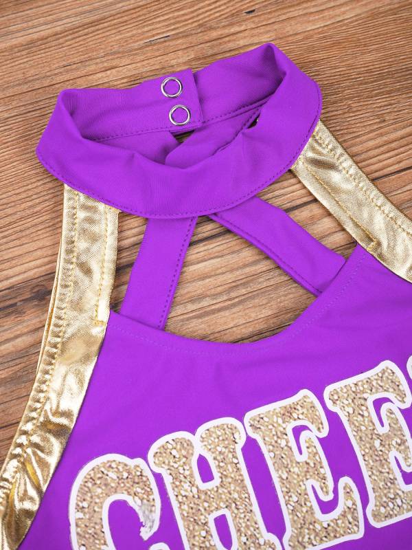 Kids Girls Sleeveless Letter Print Cheerleading Dance Dress thumb