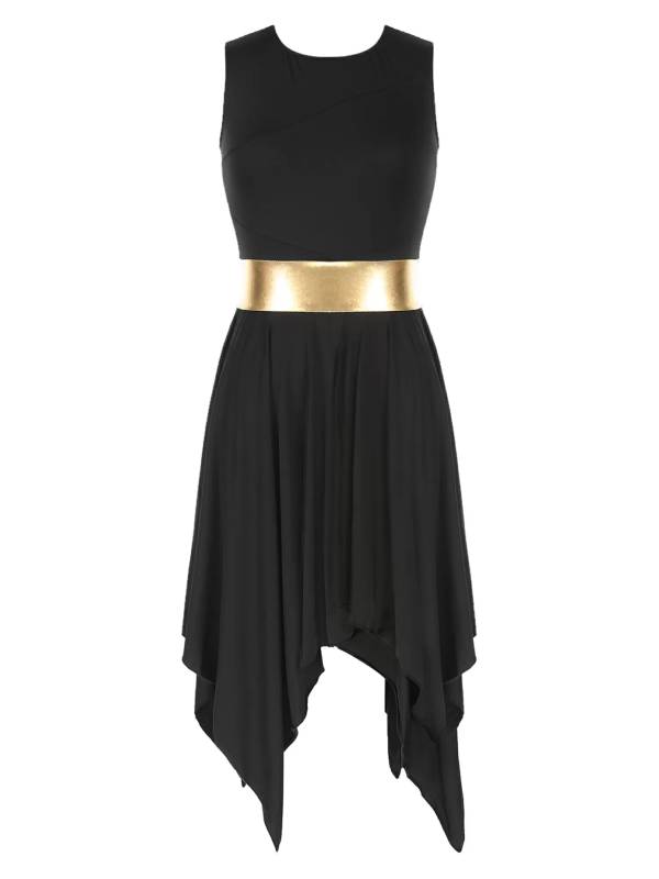 Women Color Block Sleeveless Praise Dance Dress(not include white underdress) thumb