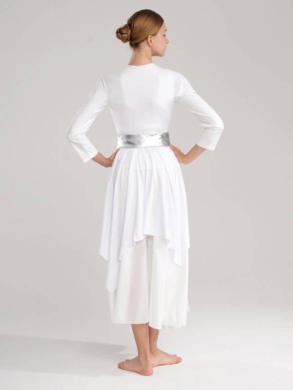 Women Color Block Sleeveless Praise Dance Dress(not include white underdress) thumb