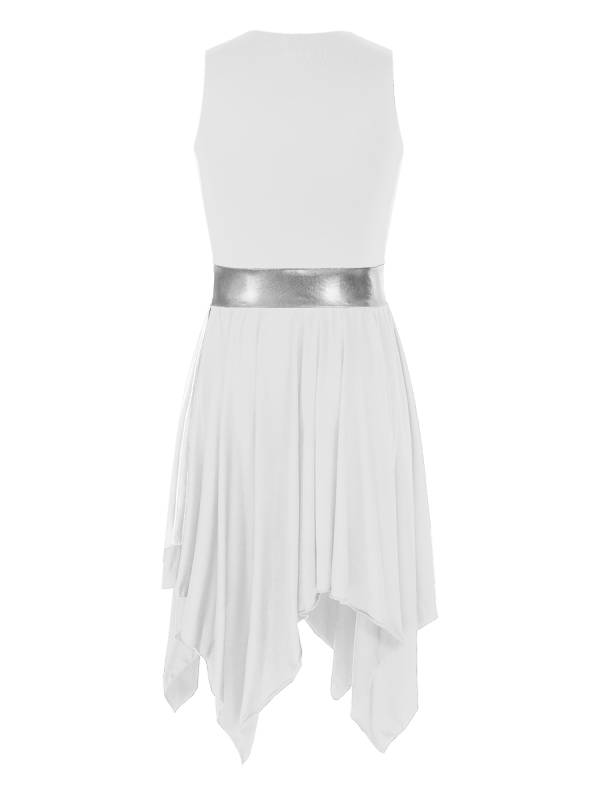 Women Color Block Sleeveless Praise Dance Dress(not include white underdress) thumb