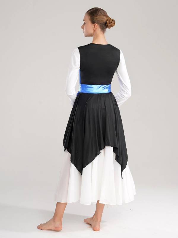 Women Color Block Sleeveless Praise Dance Dress(not include white underdress) thumb