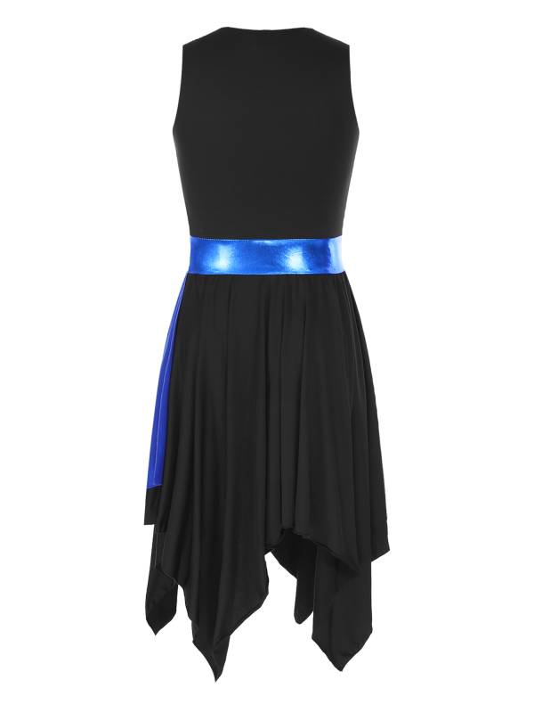 Women Color Block Sleeveless Praise Dance Dress(not include white underdress) thumb