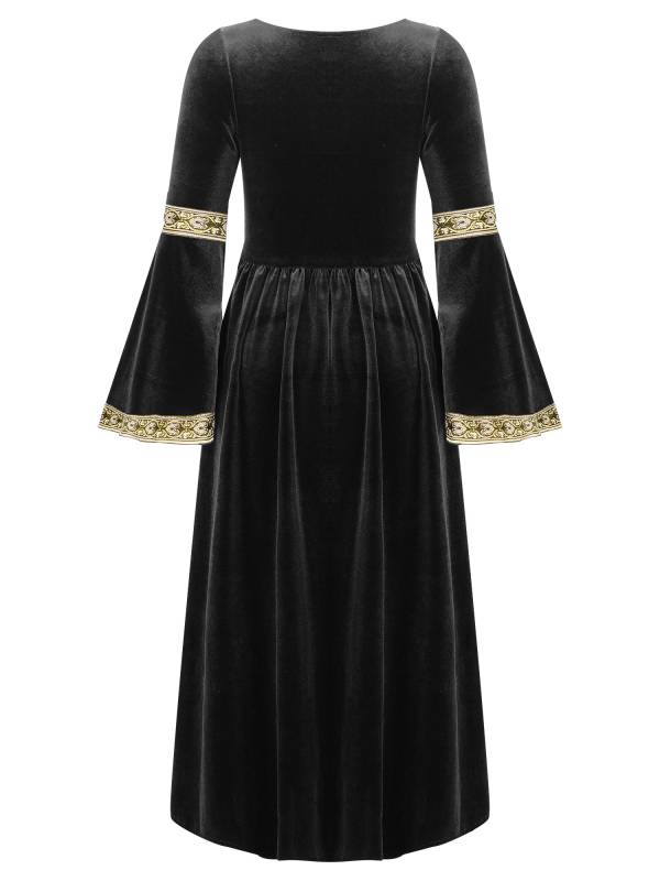 Kids Girls Retro Medieval Princess Velvet Dress Costumes thumb