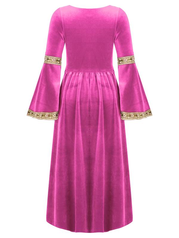 Kids Girls Retro Medieval Princess Velvet Dress Costumes thumb