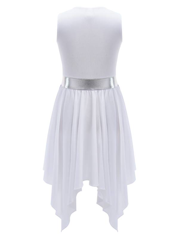Kids Girls Sleeveless Colorblock Praise Worship Dance Dress thumb