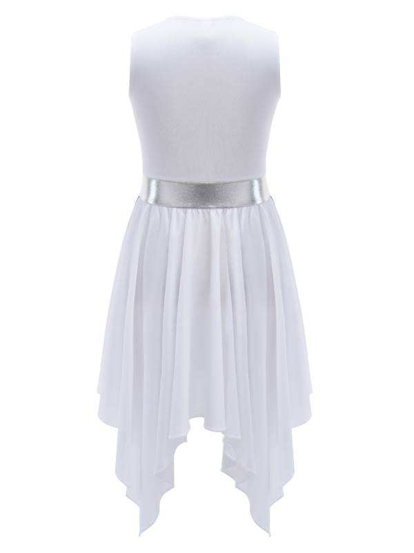 Kids Girls Sleeveless Colorblock Praise Worship Dance Dress thumb