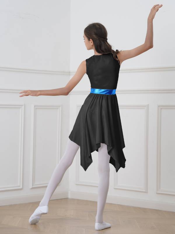 Kids Girls Sleeveless Colorblock Praise Worship Dance Dress thumb