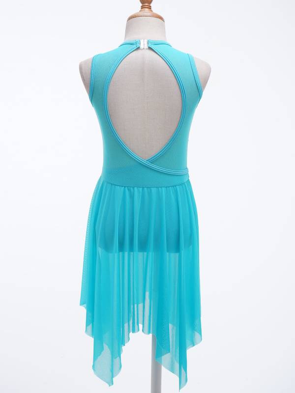 Kids Girls Sleeveless Criss Cross Backless Lyrical Dance Dress thumb