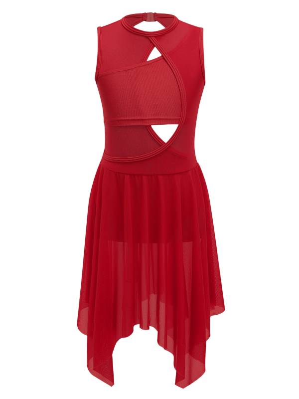 Kids Girls Sleeveless Criss Cross Backless Lyrical Dance Dress thumb