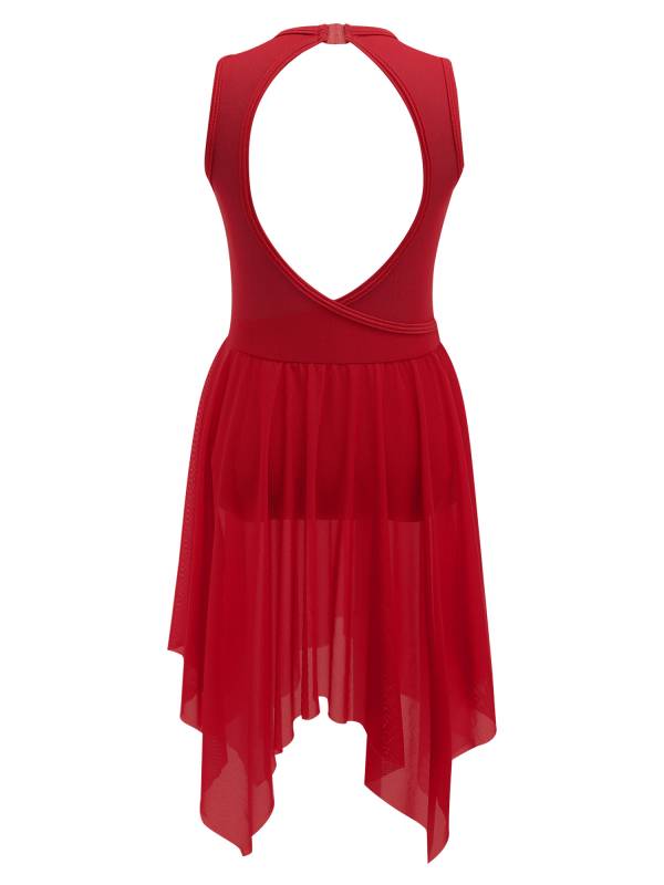 Kids Girls Sleeveless Criss Cross Backless Lyrical Dance Dress thumb