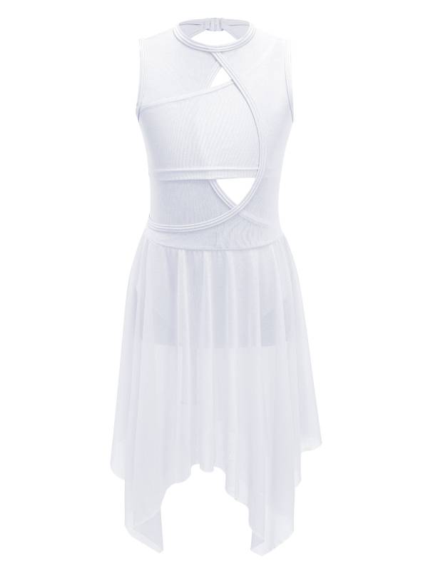 Kids Girls Sleeveless Criss Cross Backless Lyrical Dance Dress thumb