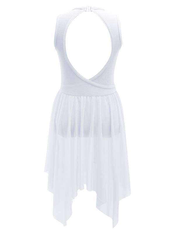Kids Girls Sleeveless Criss Cross Backless Lyrical Dance Dress thumb