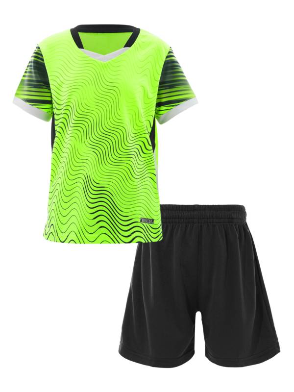 Kids Boys 2pcs V Neck Short Sleeve T-shirt and Shorts Football Uniform Set thumb