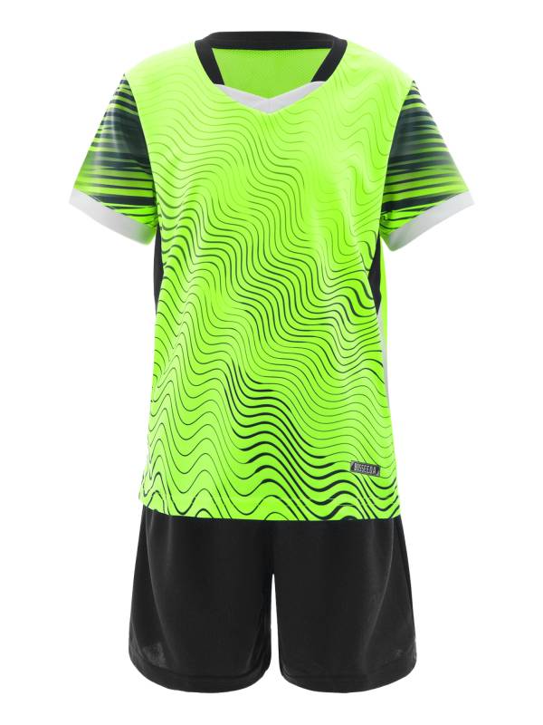 Kids Boys 2pcs V Neck Short Sleeve T-shirt and Shorts Football Uniform Set thumb