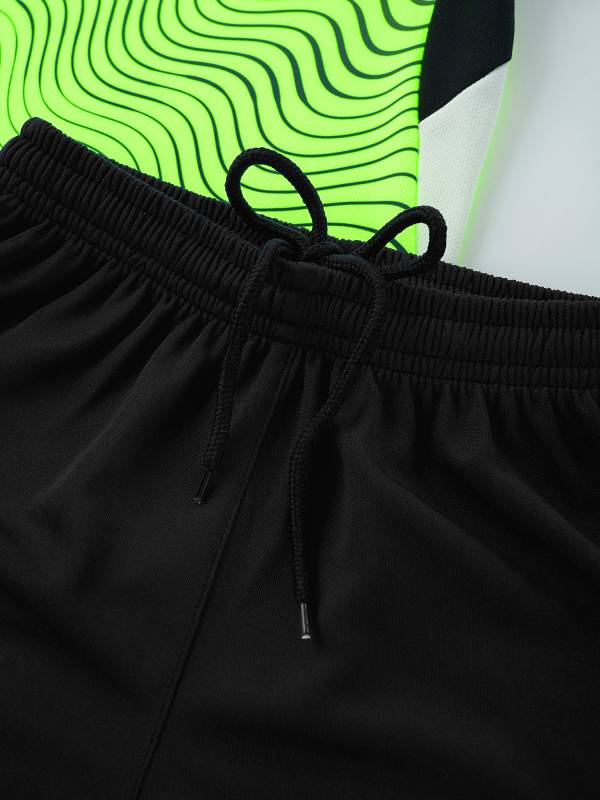 Kids Boys 2pcs V Neck Short Sleeve T-shirt and Shorts Football Uniform Set thumb
