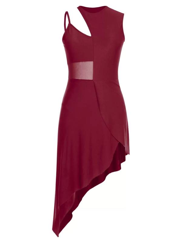 Women Sleeveless Side Slit Jazz Dance Dress thumb