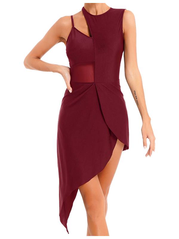Women Sleeveless Side Slit Jazz Dance Dress thumb