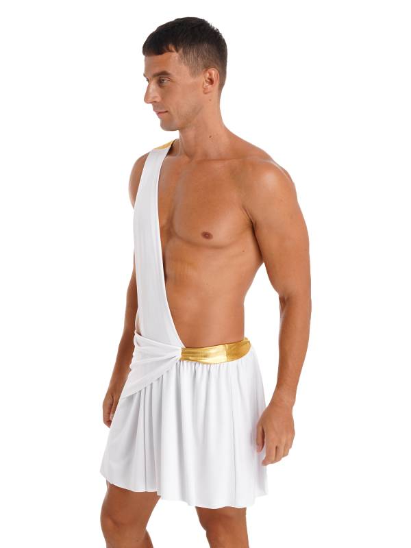Men Halloween Skirt Cosplay Costume One Shoulder Strap Ruffle thumb