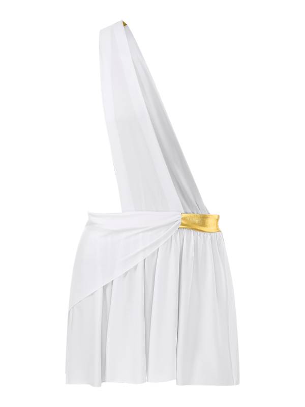 Men Halloween Skirt Cosplay Costume One Shoulder Strap Ruffle thumb