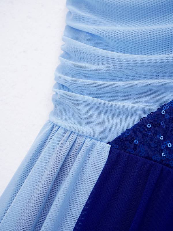 Kids Girls Colorblock Sleeveless Sequins Lyrical Dance Dress thumb