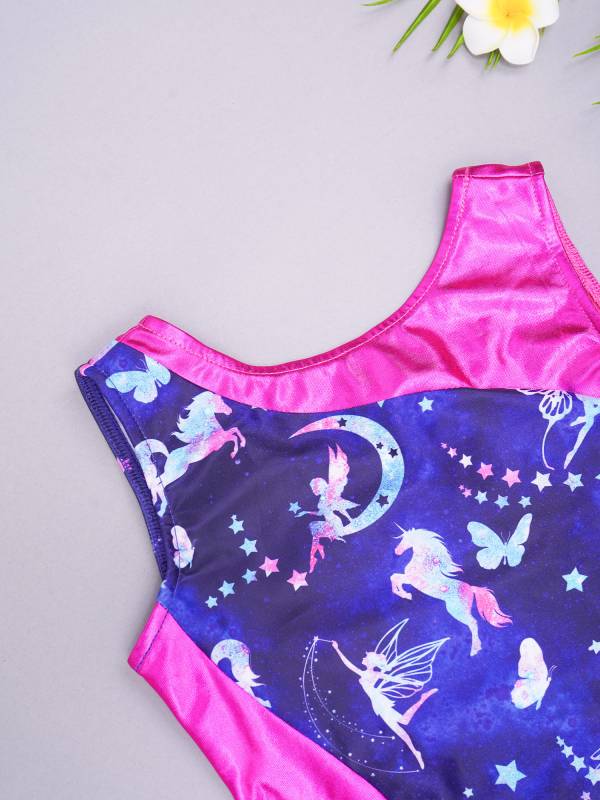 Kids Girls 2pcs Unicorn Rainbow Printed Gymnastics Dance Sets thumb