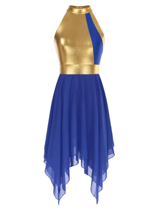 Women Color Block Sleeveless Lyrical Dance Dress(no white underdress) thumb