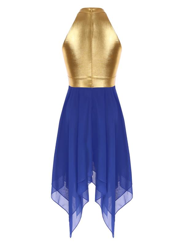 Women Color Block Sleeveless Lyrical Dance Dress(no white underdress) thumb