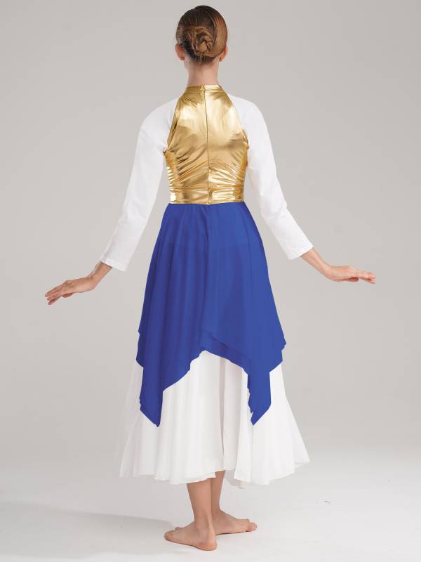 Women Color Block Sleeveless Lyrical Dance Dress(no white underdress) thumb