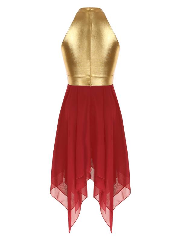 Women Color Block Sleeveless Lyrical Dance Dress(no white underdress) thumb