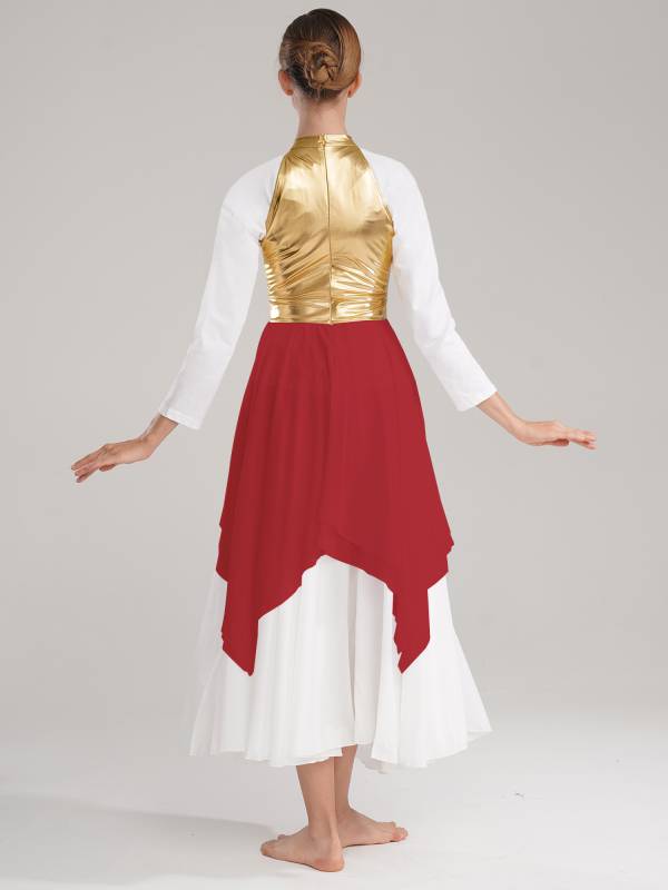 Women Color Block Sleeveless Lyrical Dance Dress(no white underdress) thumb